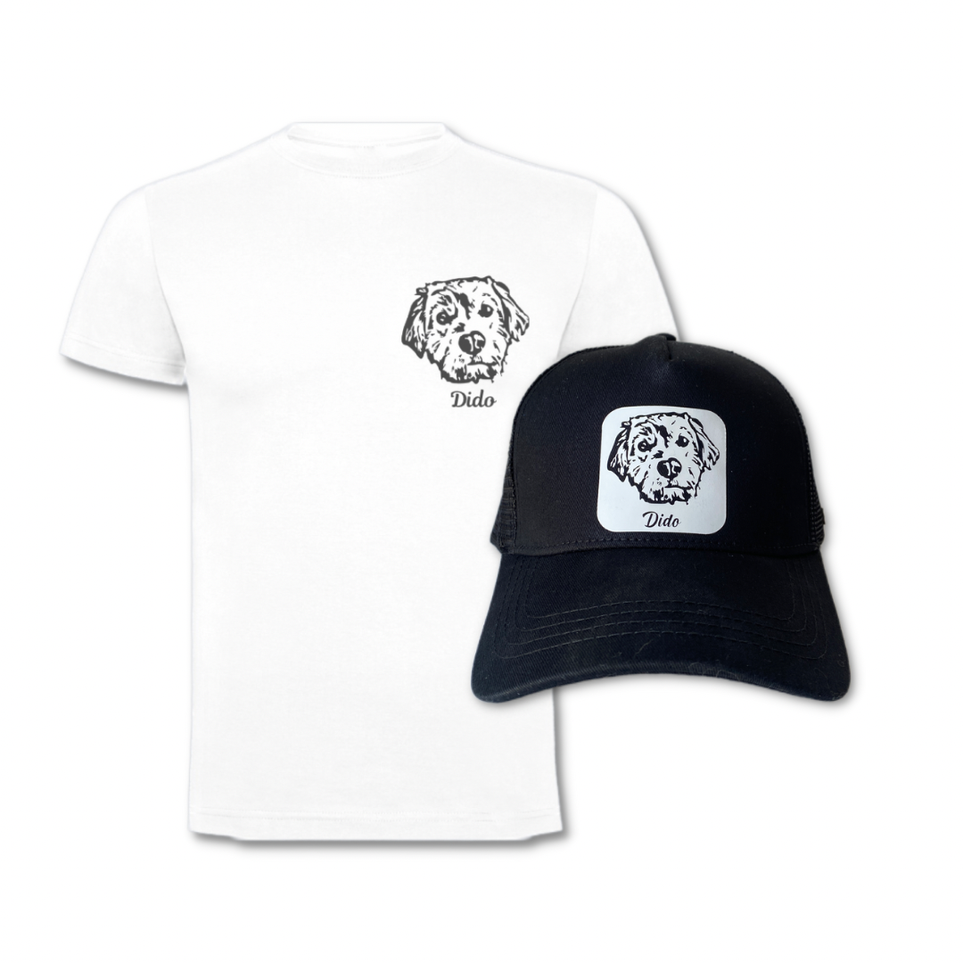 Match Polera + Gorro Con la cara de tu perro o gatito (Unisex)