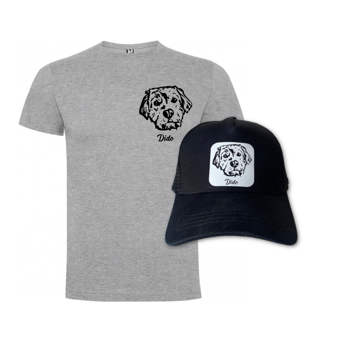 Match Polera + Gorro Con la cara de tu perro o gatito (Unisex)