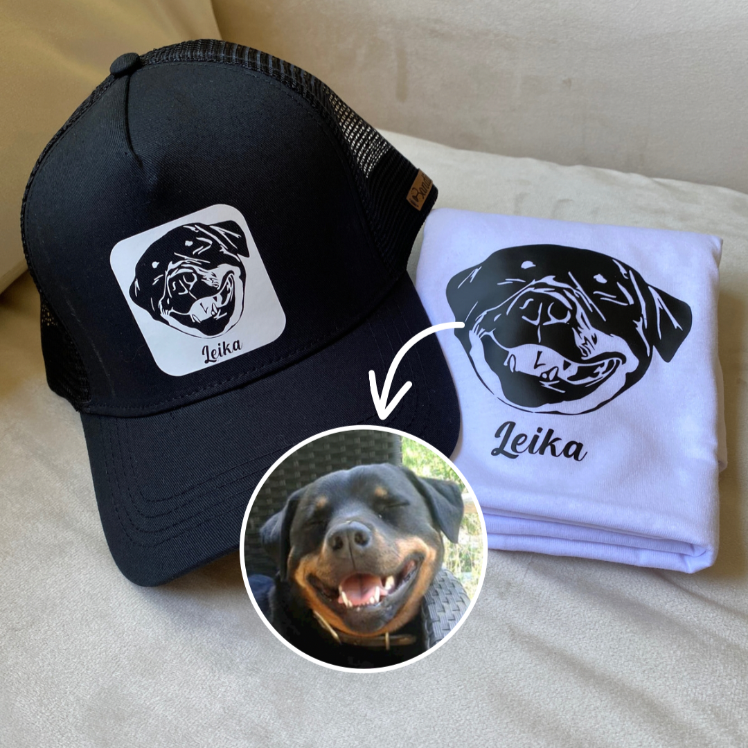 Match Polera + Gorro Con la cara de tu perro o gatito (Unisex)