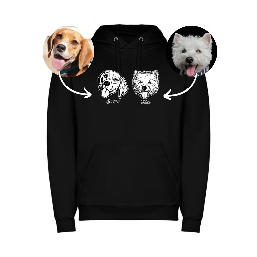 Polerón hoodie personalizado con la cara de tu peludito 🐾 | Foto impresa de regalo (Unisex)