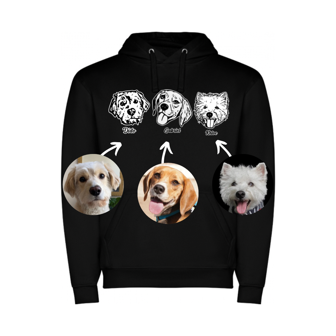 Polerón hoodie personalizado con la cara de tu peludito 🐾 | Foto impresa de regalo (Unisex)