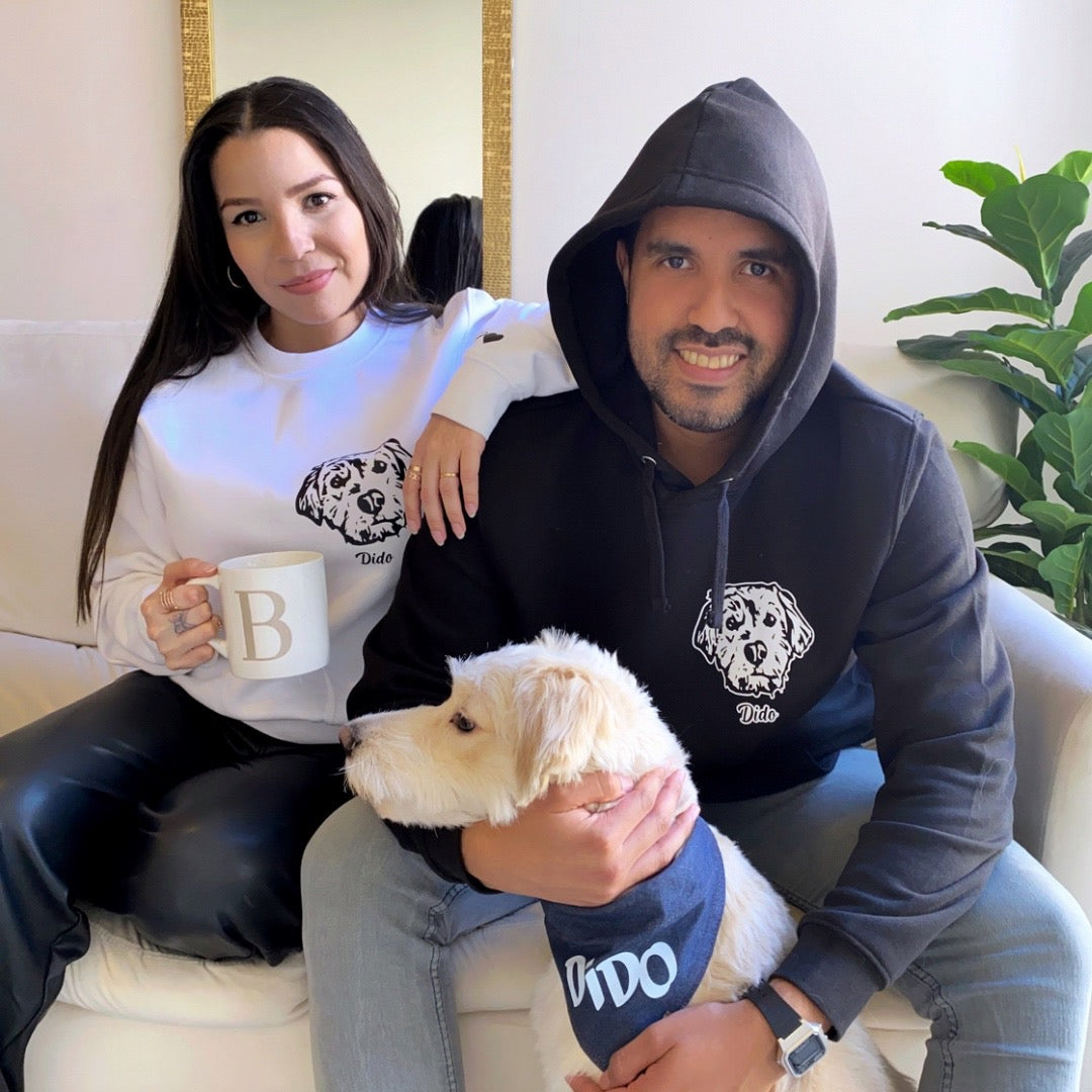 Polerón hoodie con la cara de tu perrito o gato (Unisex) - Negro