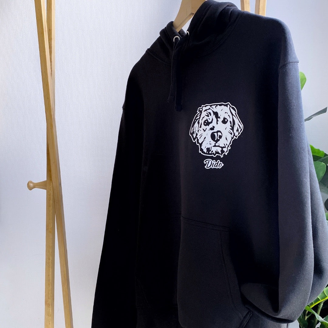 Polerón hoodie con la cara de tu perrito o gato (Unisex) - Negro