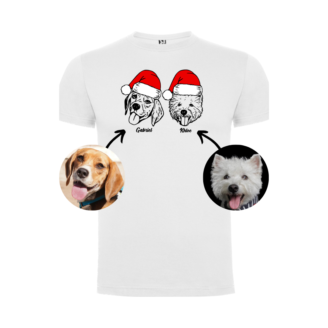 Polera navideña con la cara de tu perro o gato + Foto impresa de REGALO + Envío GRATIS (Unisex)