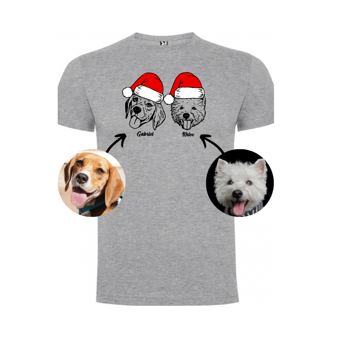 Polera navideña con la cara de tu perro o gato + Foto impresa de REGALO + Envío GRATIS (Unisex)