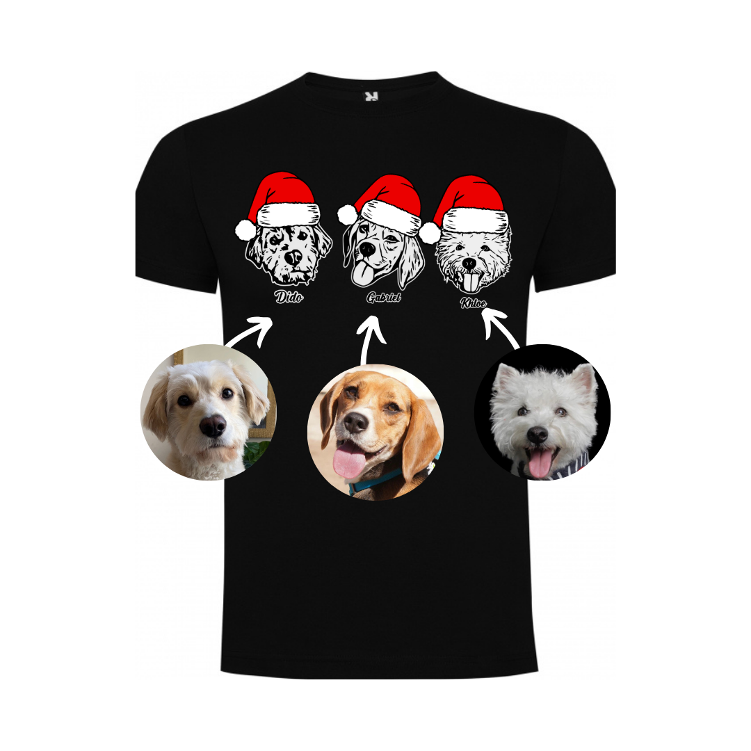 Polera navideña con la cara de tu perro o gato + Foto impresa de REGALO + Envío GRATIS (Unisex)