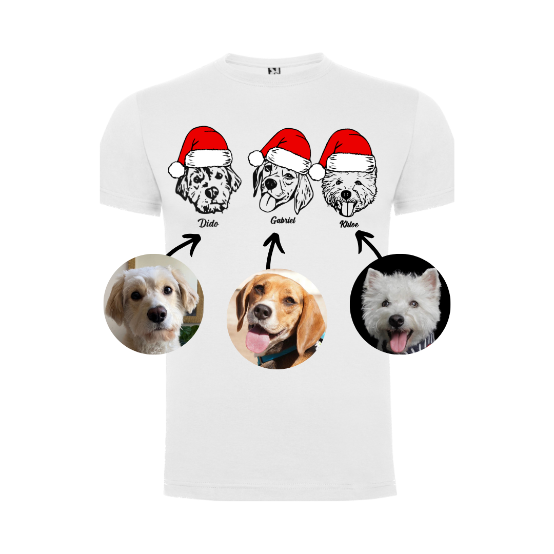 Polera navideña con la cara de tu perro o gato + Foto impresa de REGALO + Envío GRATIS (Unisex)