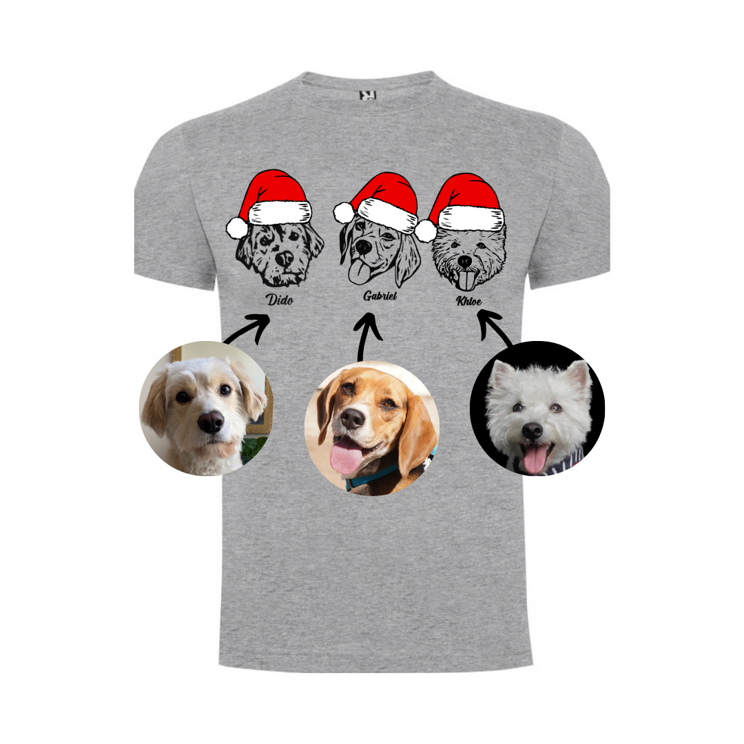 Polera navideña con la cara de tu perro o gato + Foto impresa de REGALO + Envío GRATIS (Unisex)