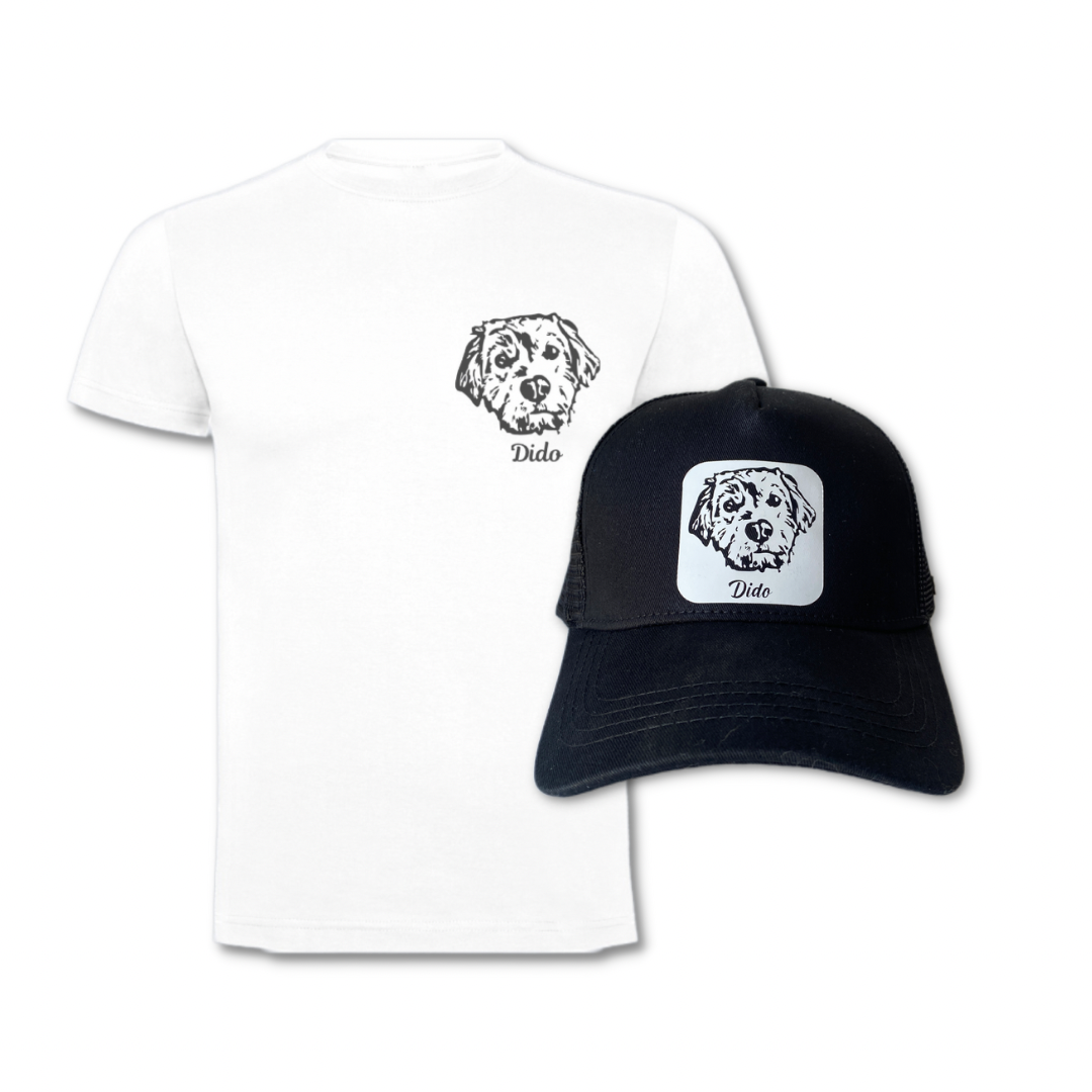 Match Polera + Gorro Con la cara de tu perro o gatito + Envío GRATIS  (Unisex)