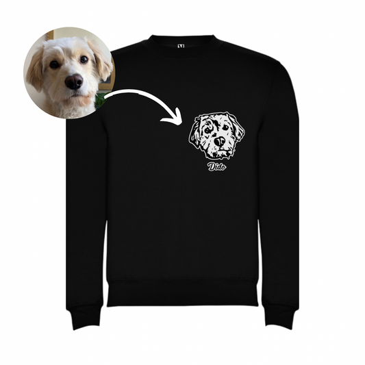 Polerón con la cara de tu perrito o gato (Unisex) - Negro