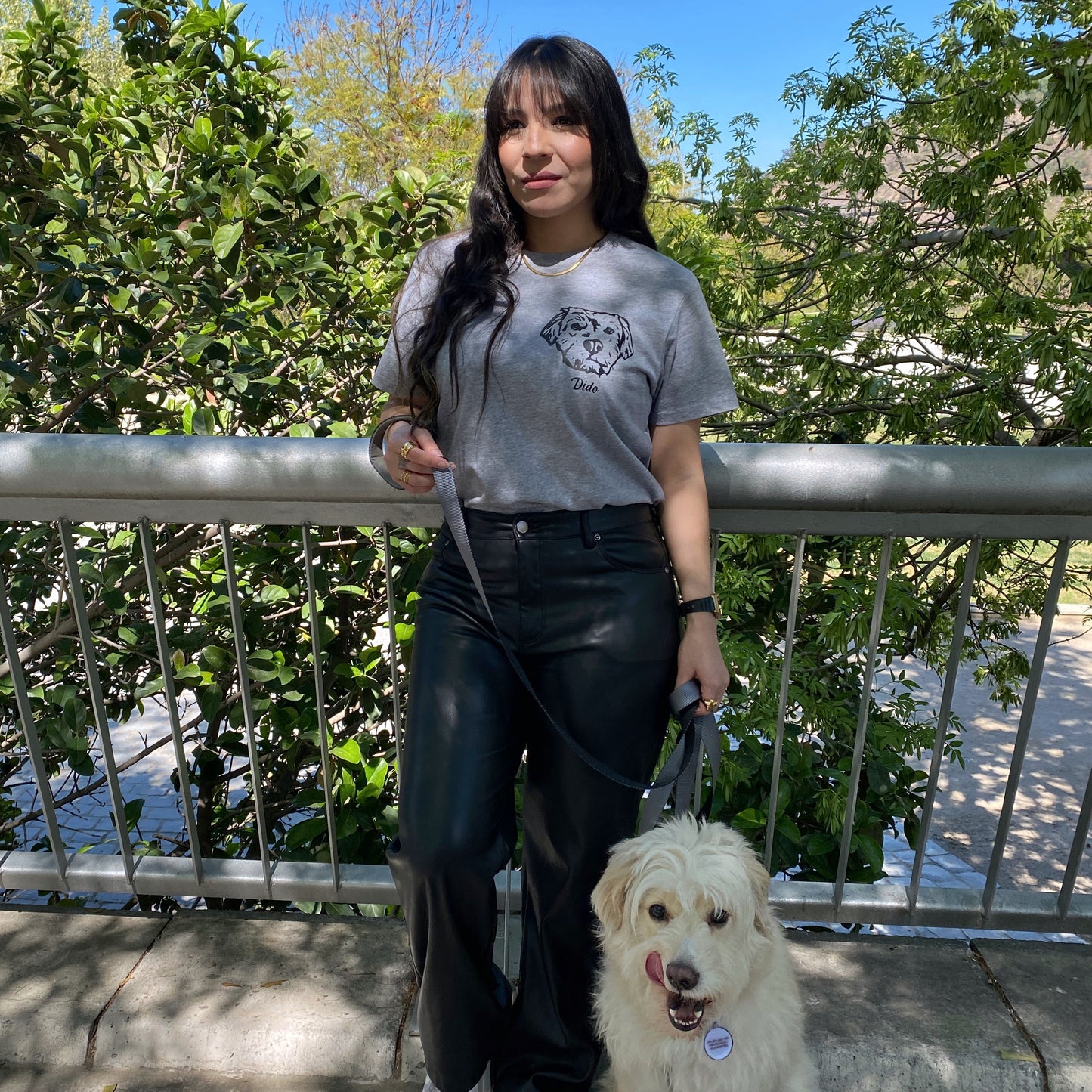 Polera con la cara de tu perro o gato + Foto impresa de REGALO + Envío GRATIS - Gris (Unisex)