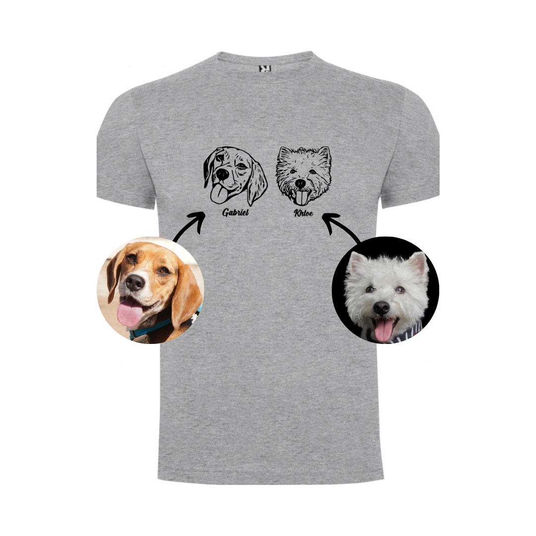 Polera con la cara de tu perro o gato + Foto impresa de REGALO + Envío GRATIS (Unisex)