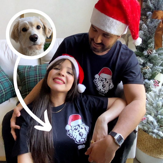 Polera navideña con la cara de tu perro o gato + Foto impresa de REGALO + Envío GRATIS (Unisex)