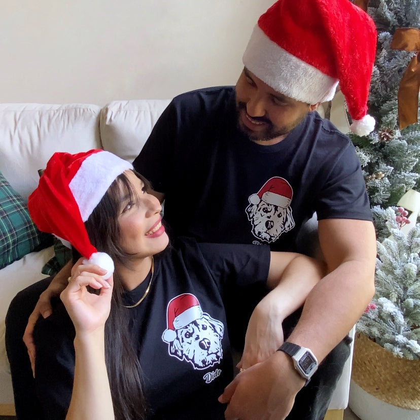 Polera navideña con la cara de tu perro o gato + Foto impresa de REGALO + Envío GRATIS (Unisex)