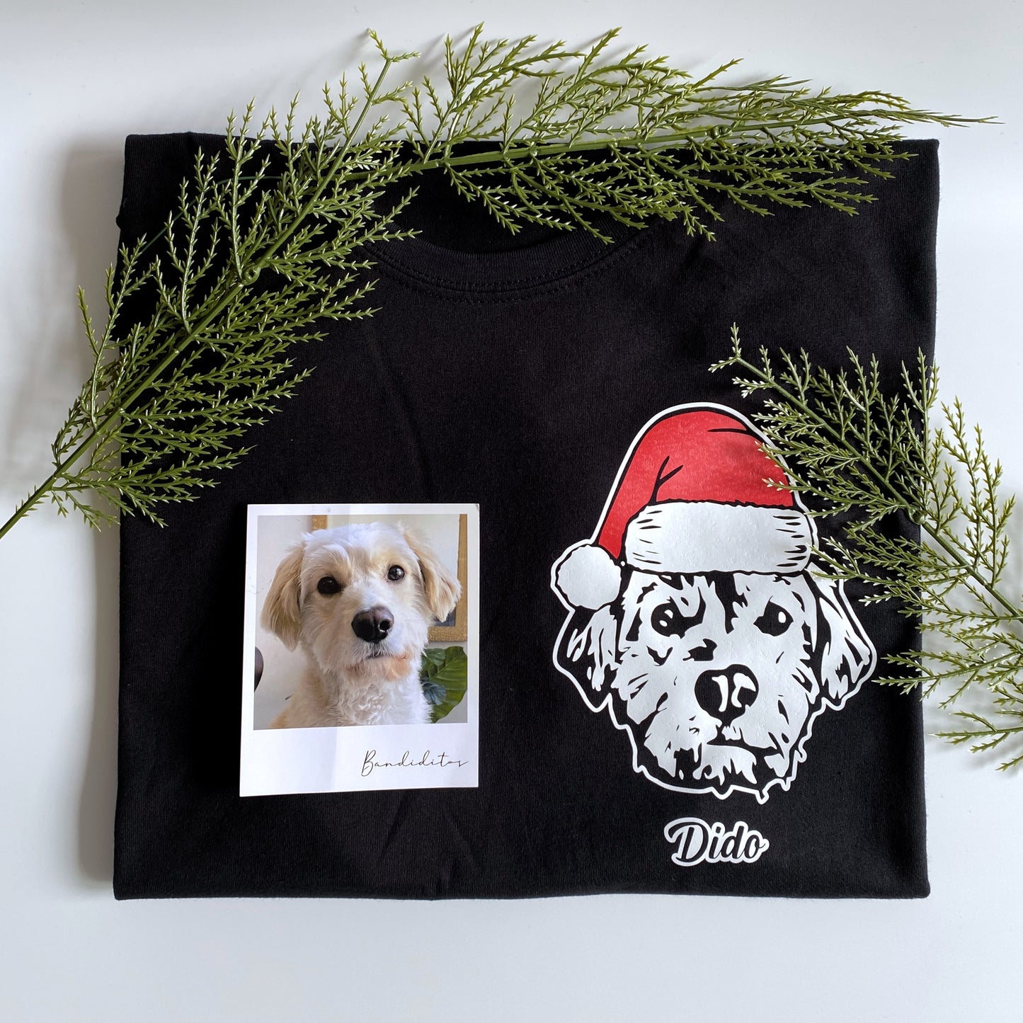 Polera navideña con la cara de tu perro o gato + Foto impresa de REGALO + Envío GRATIS (Unisex)