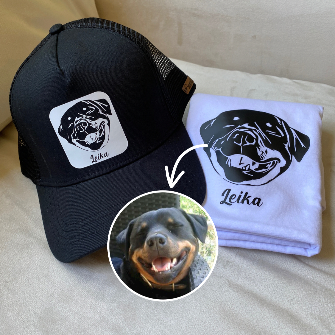 Match Polera + Gorro Con la cara de tu perro o gatito + Envío GRATIS  (Unisex)